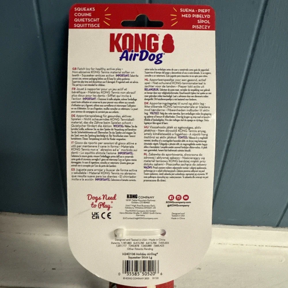 KONG Air Dog Holiday Squeaker Stick Dog Toy Christmas Snowman Durable Heavy L XL